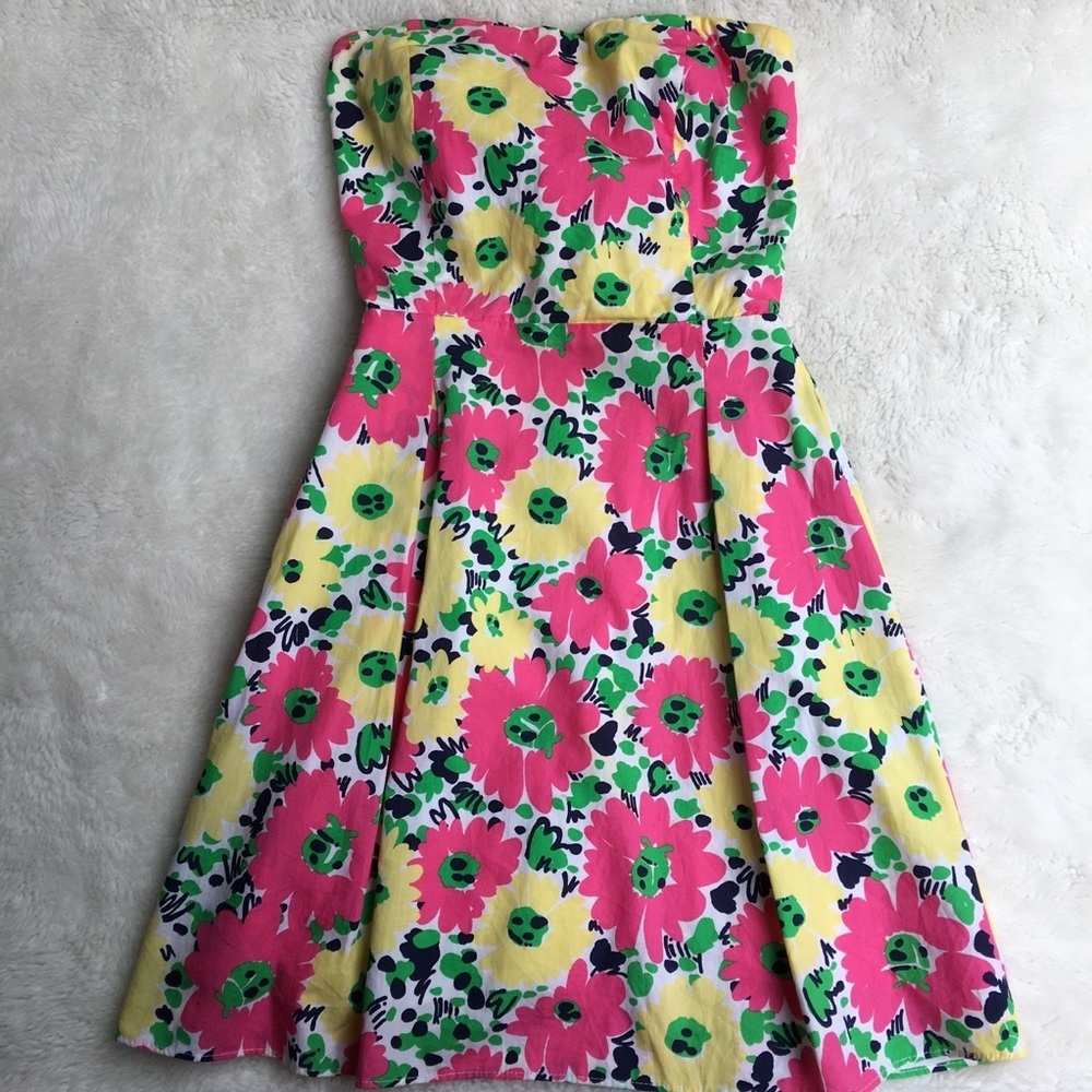Lilly Pulitzer Floral Strapless Fit Flare Dress 0